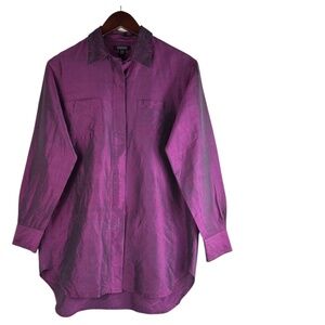 Emanuel Ungaro Blouse Shirt Top Sz 8 Medium 100% SILK Purple Iridescent